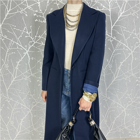 Cappotto Lungo Mono Bottone Art. Cp930basic, Taglia: L, Colore: NAVY
