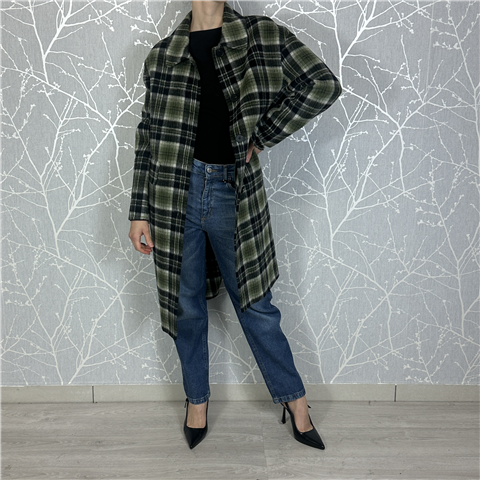 Cappotto Scozia Monopetto Con Tasca Con Patta Art. Fw56048, Taglia: 42, Colore: NERO/VERDE