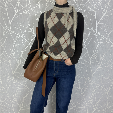 Gilet A Rombi Art. Lfpp049, Taglia: U, Colore: MASTICE/TORTORA