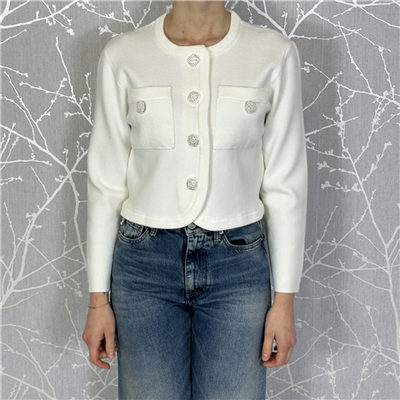 Cardigan Girocollo Con Tasche E Bottoni Argento Art. Hibbing