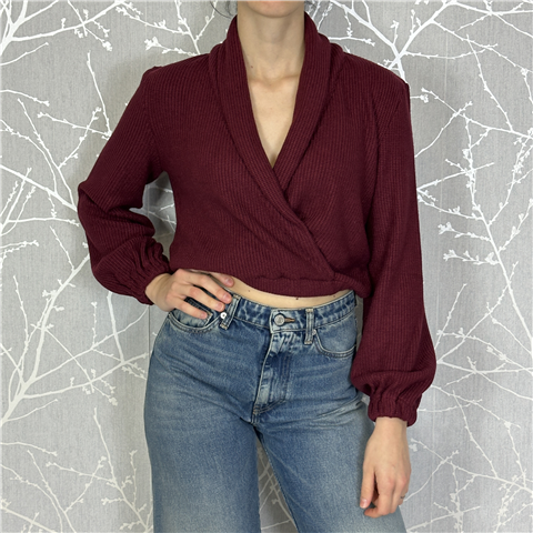 Maglia Crop A Incrocio Art. Bhma009, Taglia: L, Colore: BORDEAUX