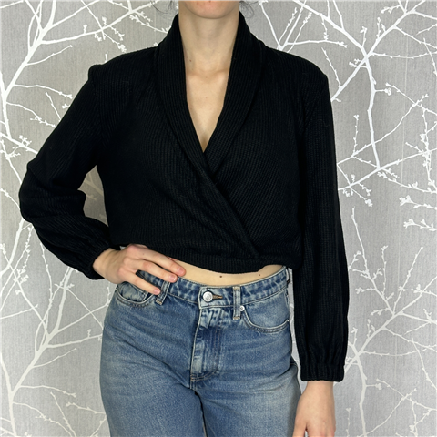 Maglia Crop A Incrocio Art. Bhma009, Taglia: L, Colore: NERO