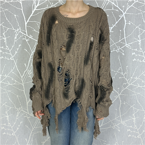 Maglione Girocollo Con Strappi E Frange Art. Jasper