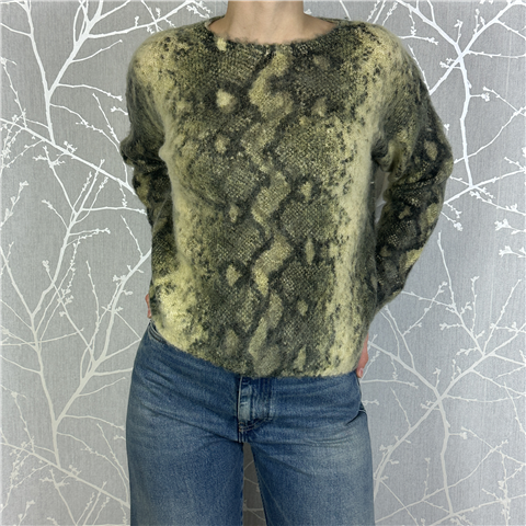 Pull Girocollo Misto Mohair Art. M3f0125, Taglia: 1, Colore: GRIGIO/GIALLO
