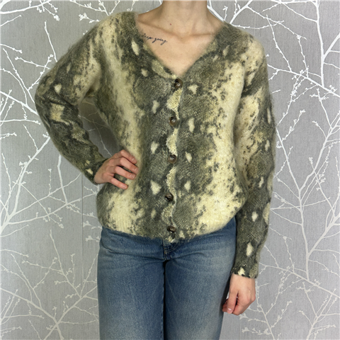 Cardigan Misto Mohair Art. M3f0120, Taglia: 1, Colore: GRIGIO/GIALLO