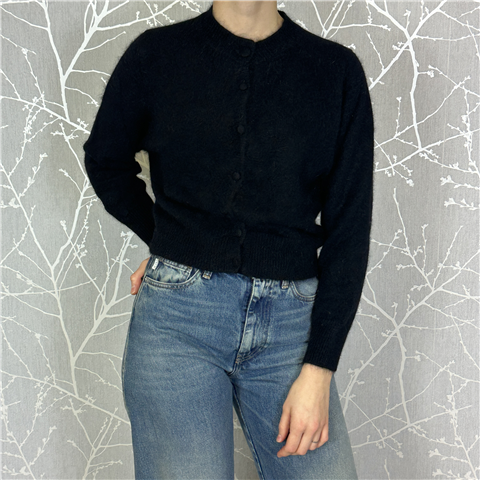 Cardigan Girocollo Con Bottone Rivestito E Molla In Vita Art. M3f0082, Taglia: 1, Colore: NERO