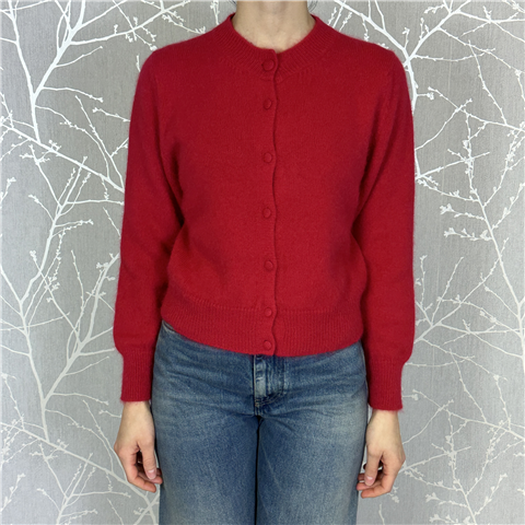 Cardigan Girocollo Con Bottone Rivestito E Molla In Vita Art. M3f0082, Taglia: 2, Colore: MAGENTA