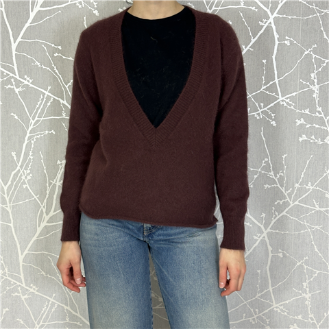 Maglia Crop Scollo A V Art. M3f0080, Taglia: 1, Colore: FONDENTE