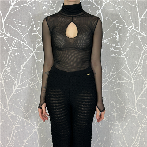 Maglia In Tulle Con Oblo' Sul Davanti E Collo Alto Art. 4324094