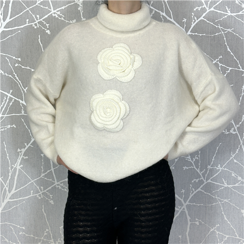 Maglia A Collo Alto Con Applicazioni Art. 4324054, Taglia: M, Colore: PANNA