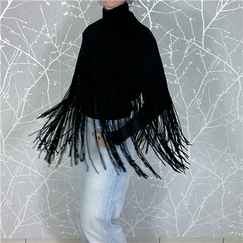 Coprispalle In Maglia Con Frange Art. 4324050, Taglia: M, Colore: NERO