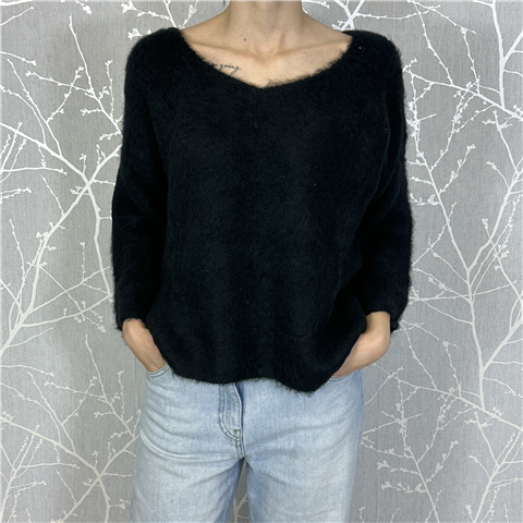 Maglioncino Boxy Scollo A V Art. Q44058c, Taglia: M, Colore: NERO