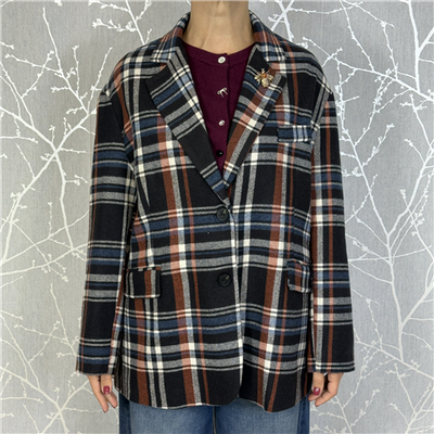 Giacca Over In Check Con Spilla Art. 26b1430
