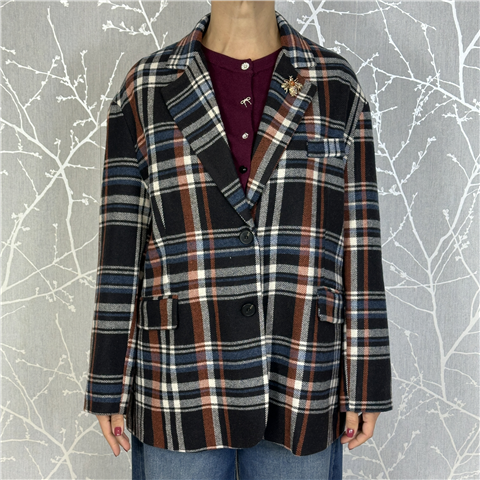 Giacca Over In Check Con Spilla Art. 26b1430
