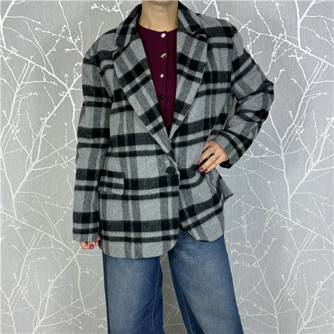 Giacca Cappotto Check Over Art. Jmap132, Taglia: M, Colore: NERO