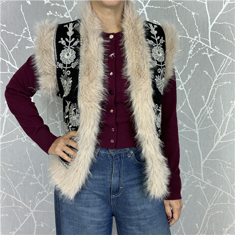 Gilet Ecomontone Con Ricami Art. Lmmp037, Taglia: U, Colore: NERO