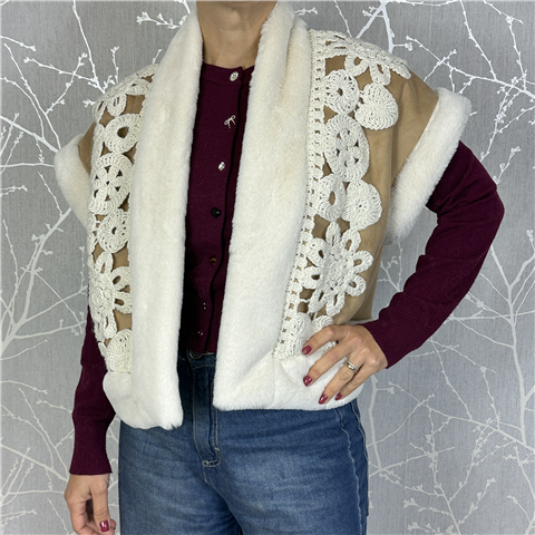 Gilet Ecomontone Con Ricamo Art. Lsop035, Taglia: U, Colore: CAMMELLO