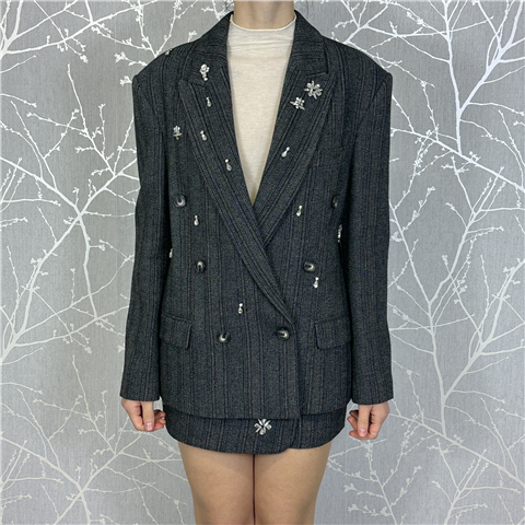 Giacca Doppiopetto Con Swarosky Art. M1f0063 Giacca Doppiopetto Con Swarosky Art. M1f0063, Taglia: 38, Colore: ANTRACITE