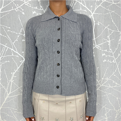 Cardigan Collo A Camicia Art. M3f0106, Taglia: 1, Colore: ALLUMINIO