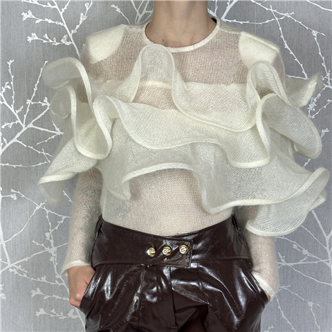 Maglia Girocollo Con Balze Art. Waldron, Taglia: M, Colore: BURRO