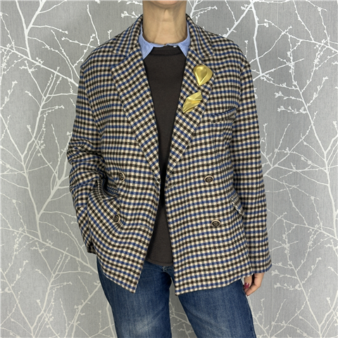 Giacca Over Doppiopetto Con Spille Art. 26b1416, Taglia: U, Colore: BEIGE/MORO/BLU