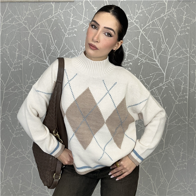 Maglioncino A Rombi Con Mezzo Collo Art. Mfpm337