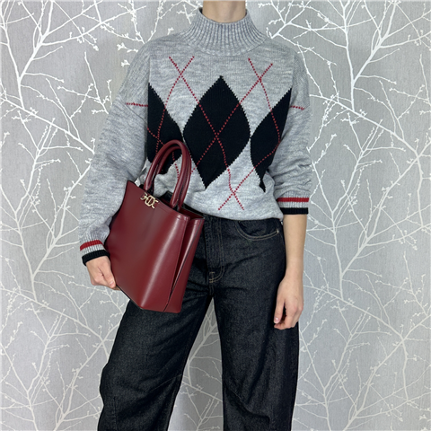 Maglioncino A Rombi Con Mezzo Collo Art. Mfpm337 Maglioncino A Rombi Con Mezzo Collo Art. Mfpm337, Taglia: U, Colore: GRIGIO