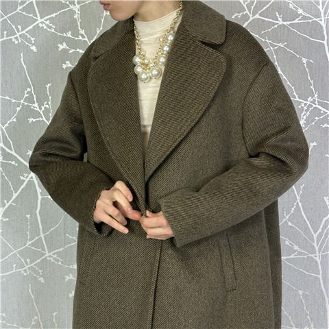 Cappotto Over Monopetto Con Revers Arrotondati Art. Sdbo5012, Taglia: L, Colore: BROWN