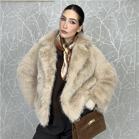 Ecopelliccia Doppiopetto Con Foulard Fantasia Art. V38a0389