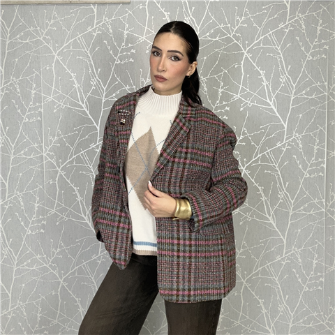 Giacca Check Over Con Spille Art. 26b1392