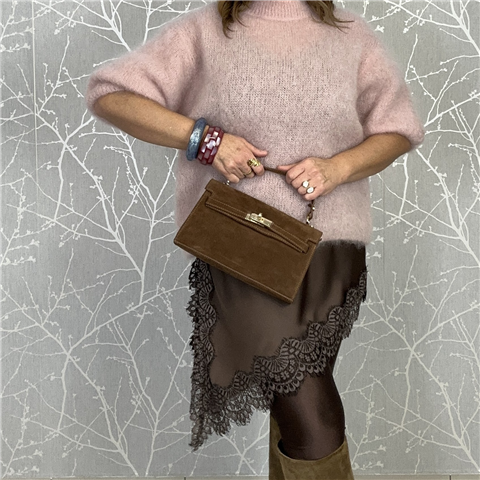 Borsa A Mano Scamosciata Con Tracolla Inclusa Art. 6084