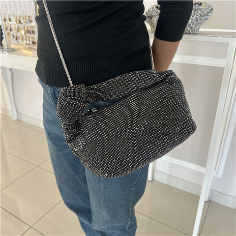 Borsa A Mano Full Strass Con Tracolla Di Catena Inclusa Art. B2405