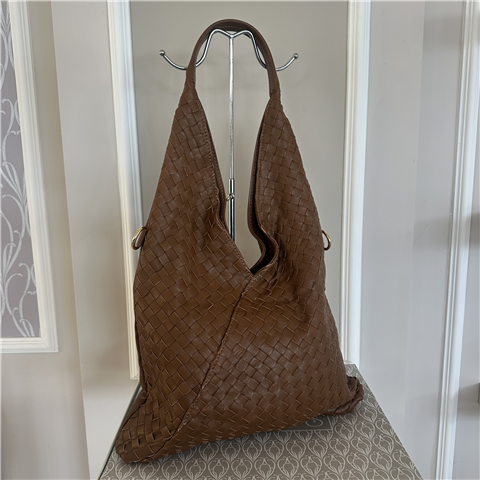 Sacca In Pelle Intrecciata Con Tracolla Inclusa Art. Bo001, Taglia: U, Colore: CUOIO