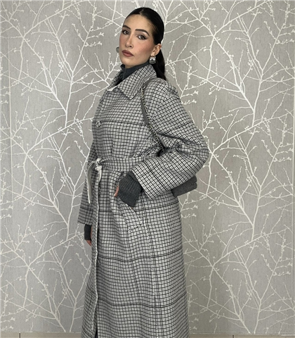Cappotto Lungo Check Art. 252ap2091, Taglia: S, Colore: GREY