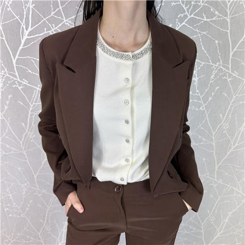 Cardigan Con Applicazioni Gioiello Art. Vc83075, Taglia: U, Colore: PANNA