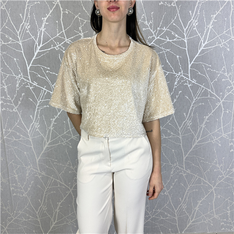 T-shirt Crop In Paillettes T10397a