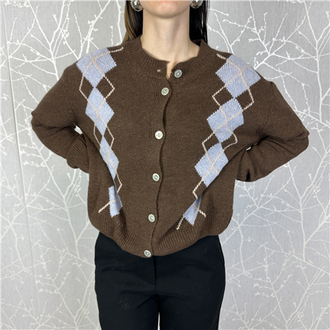 Cardigan Fantasia Rombi Art. Al6630, Taglia: U, Colore: MORO