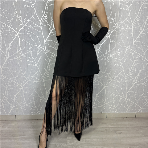 Abito A Fascia Con Frange Art. L9471, Taglia: L, Colore: MORO