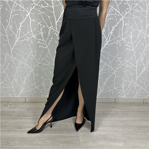 Gonna Lunga Con Spacco Anteriore Art. Y0028, Taglia: M, Colore: NERO
