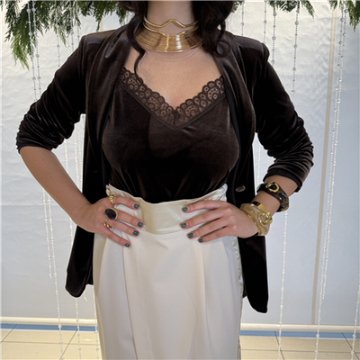 Top In Velluto Con Pizzo Art.t50045atai25