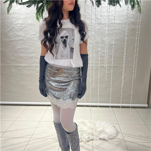 Minigonna Con Pizzo E Paillettes Art. Gmap116