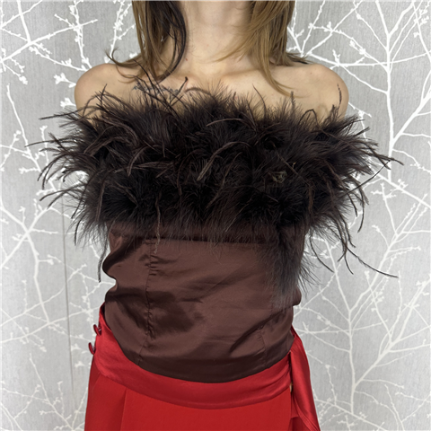 Top Con Piume Art. Y0024, Taglia: L, Colore: MORO