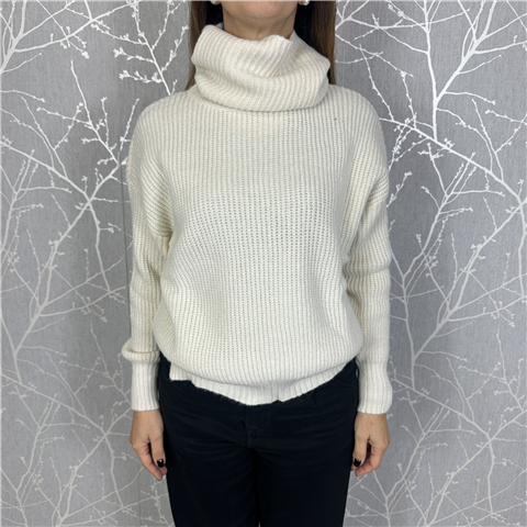 Maglione A Coste Con Collo Alto Art. Mphm289, Taglia: U, Colore: PANNA