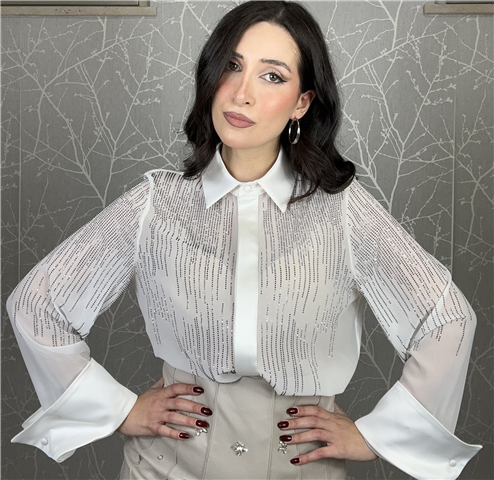 Camicia Con Applicazioni Strass Art. Slca001 Camicia Con Applicazioni Strass Art. Slca001