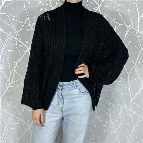 Cardigan Kimono Con Paillettes Art. Q33065c, Taglia: U, Colore: NERO