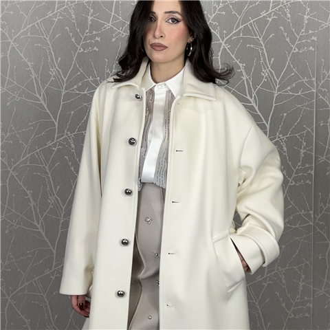 Cappotto Taglio Dritto Con Cintura In Vita E Tasche A Filo Art. 252ap2070 Cappotto Taglio Dritto Con Cintura In Vita E Tasche A Filo Art. 252ap2070, Taglia: L, Colore: NEVE