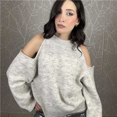 Maglia Crop Cutout Sulla Spalla Con Spilla Gioiello Art. M3f0005