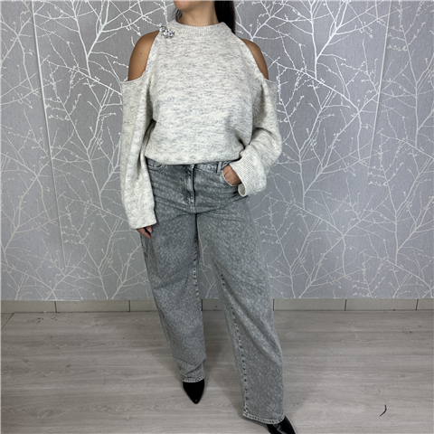 Jeans Wide Leg Animalier Con Particolare Tasche Sul Retro Art. 252ap2480