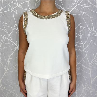 Top Canotta In Felpa Con Strass Art. 37324