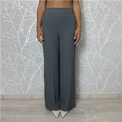 Pantalone Palazzo In Tessuto Fluido Con Elastico Dietro